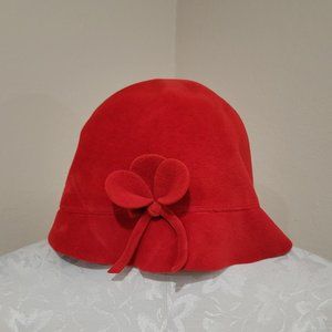 Vintage 1960's Mr. D Made in Italy Red Cloche Hat with flowers